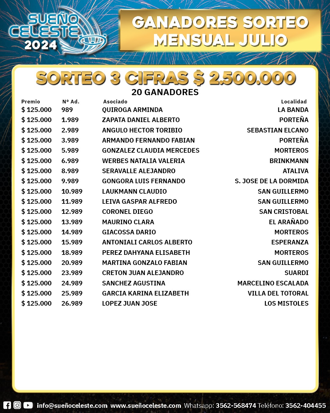 20 GANADORES